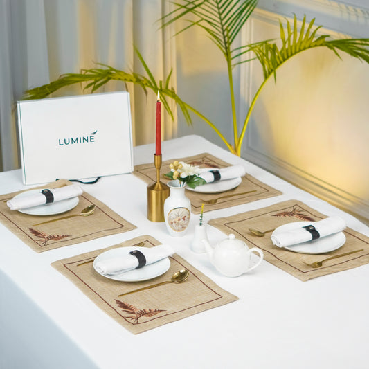 Autumn Beige Jute Embroidered Mats