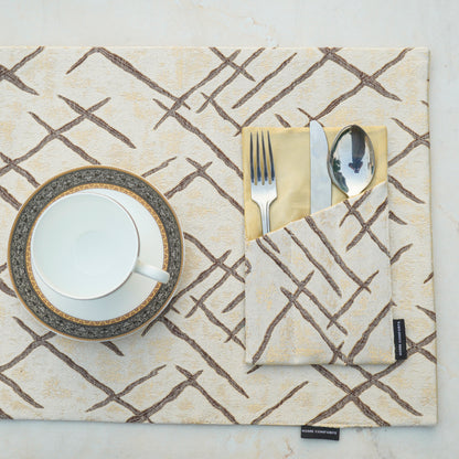 Imperial Brocade Mocha Gold Table Set