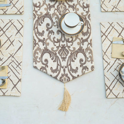 Imperial Brocade Mocha Gold Table Set