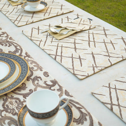 Imperial Brocade Mocha Gold Table Set