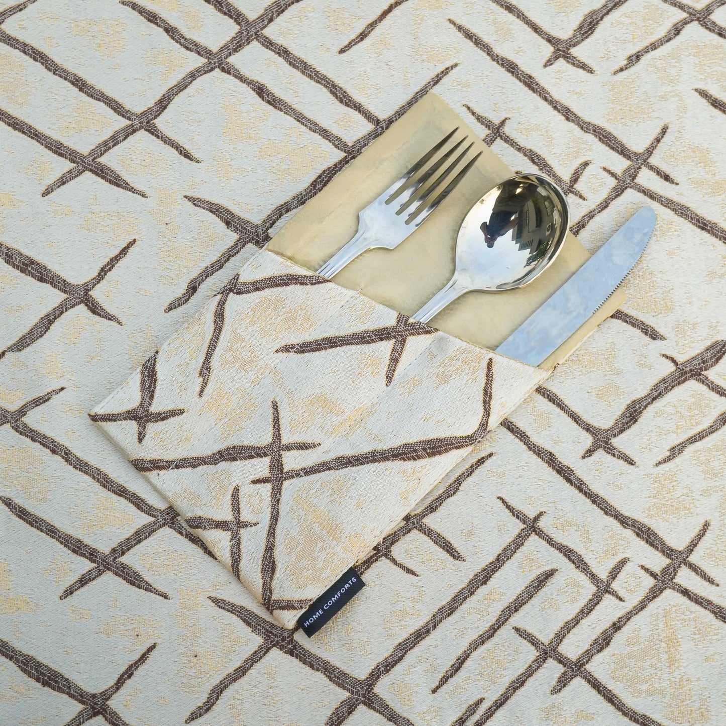 Imperial Brocade Mocha Gold Table Set