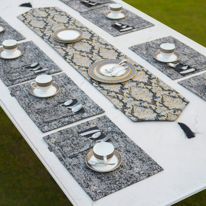 Majestic Tapestry Noir Black Table Set