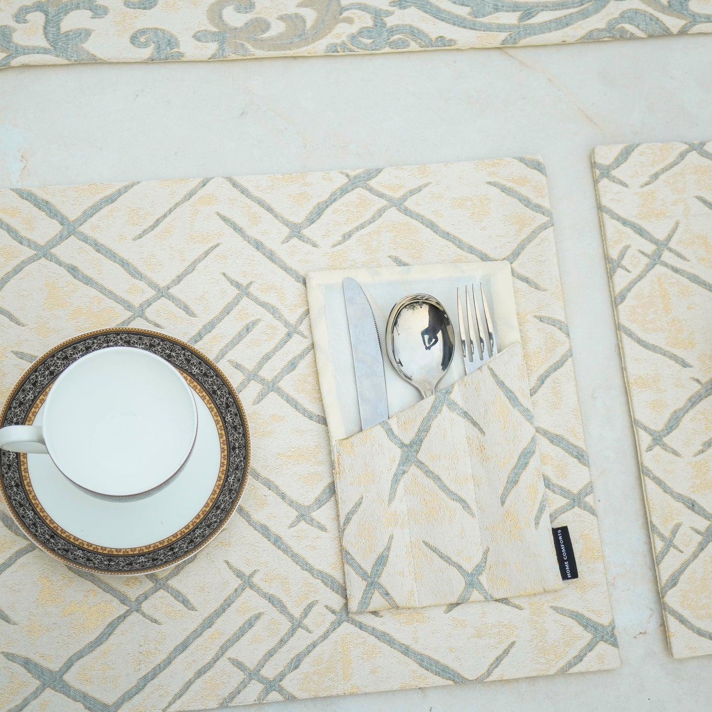 Imperial Brocade Grey Mist Table Set