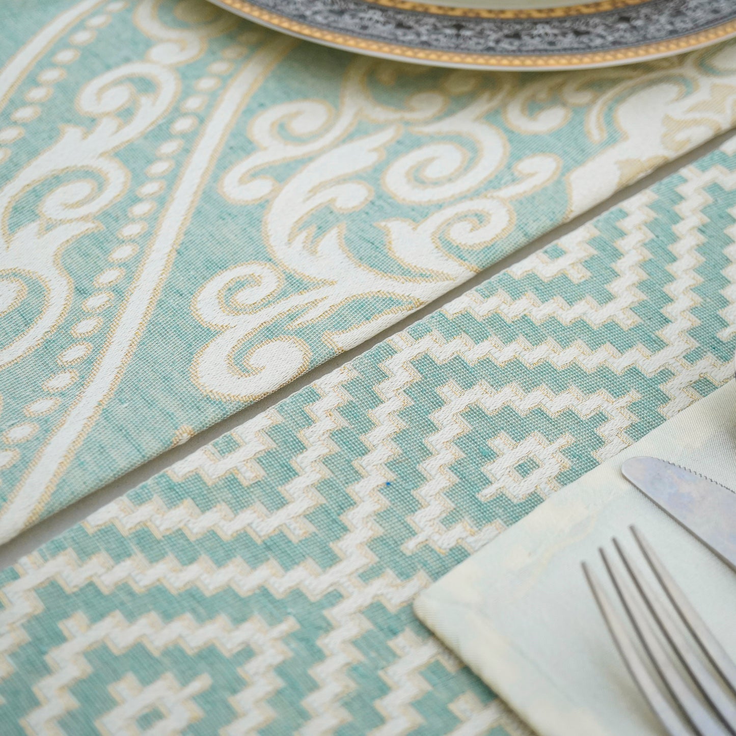 Tribal Luxe Mint Green Table Set