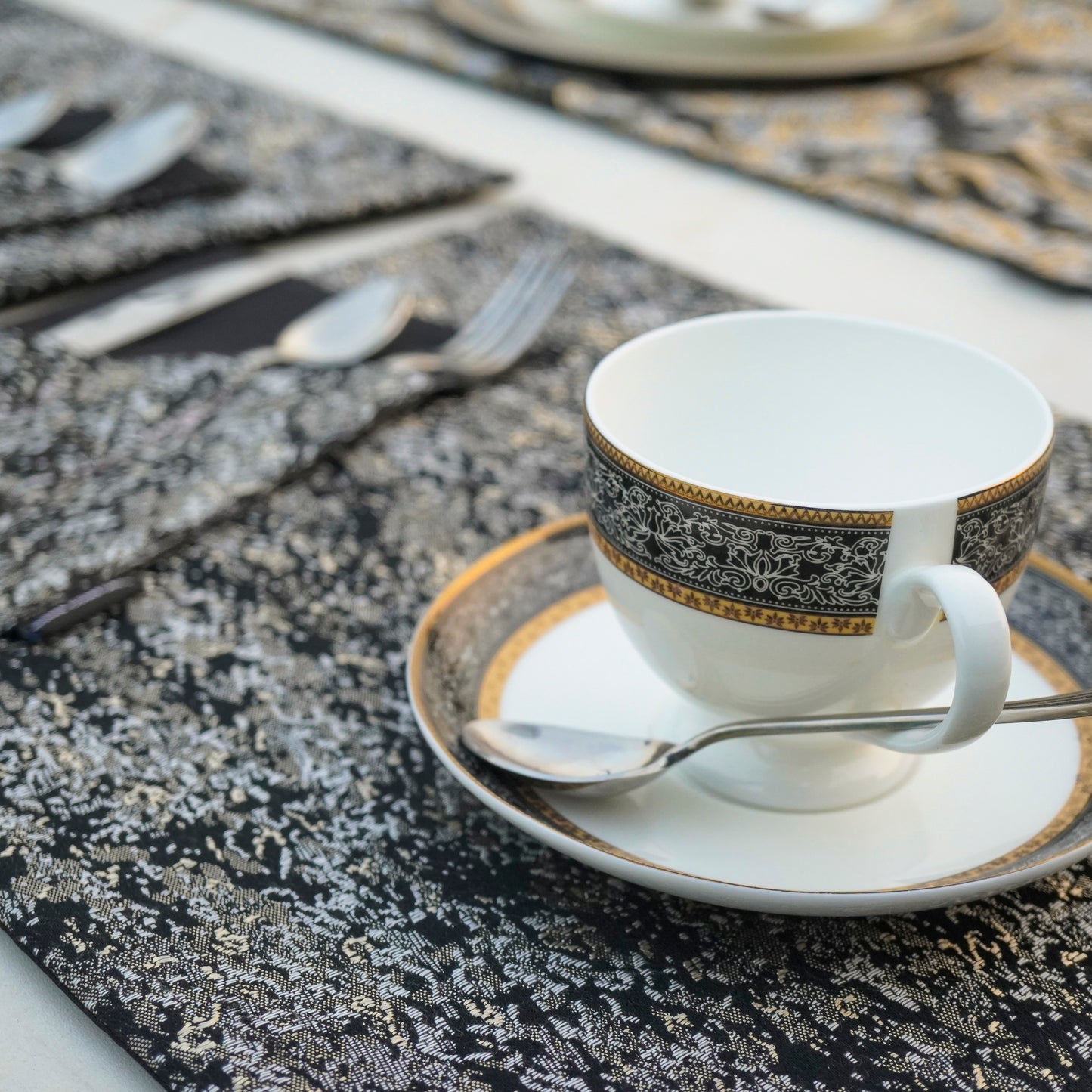 Majestic Tapestry Noir Black Table Set