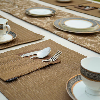 Marble Weave Burnt Caramel Table Set