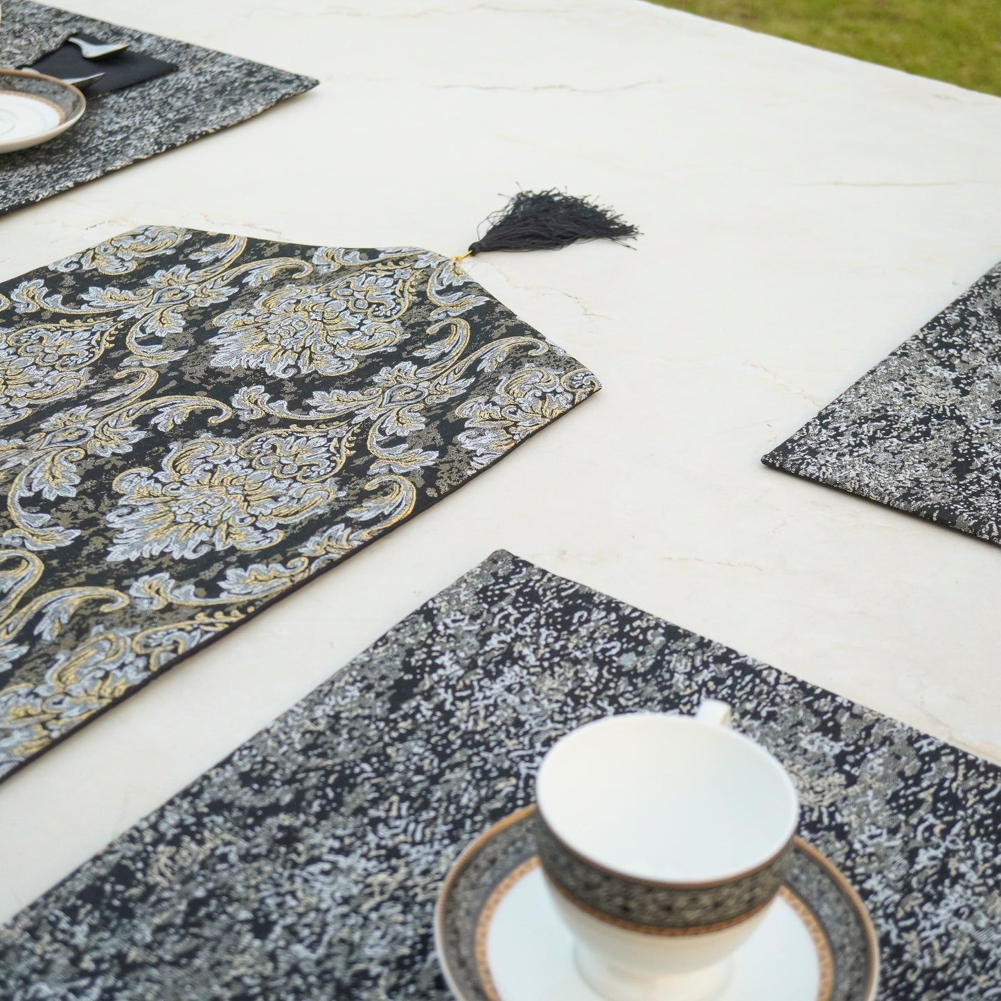 Majestic Tapestry Noir Black Table Set