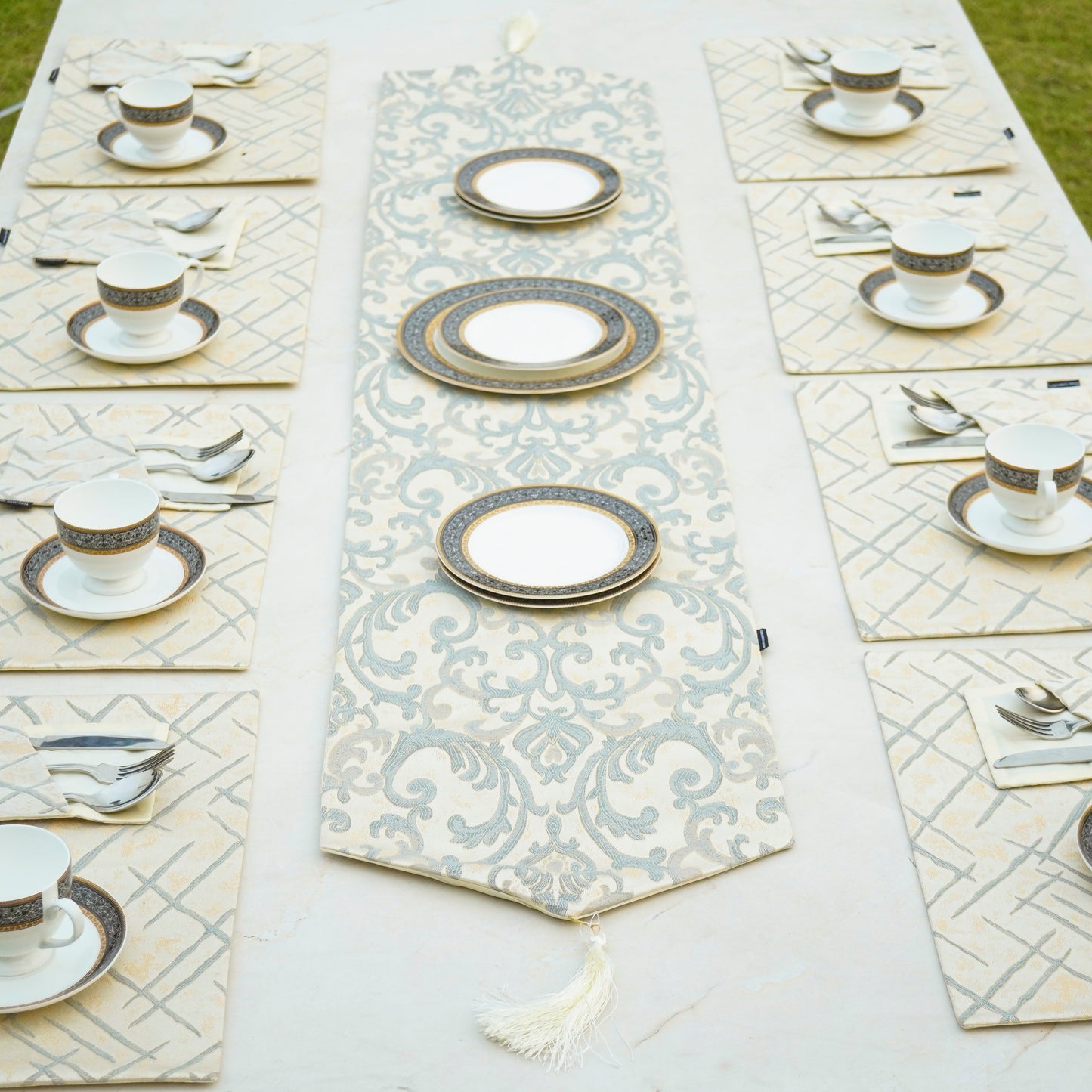 Imperial Brocade Grey Mist Table Set
