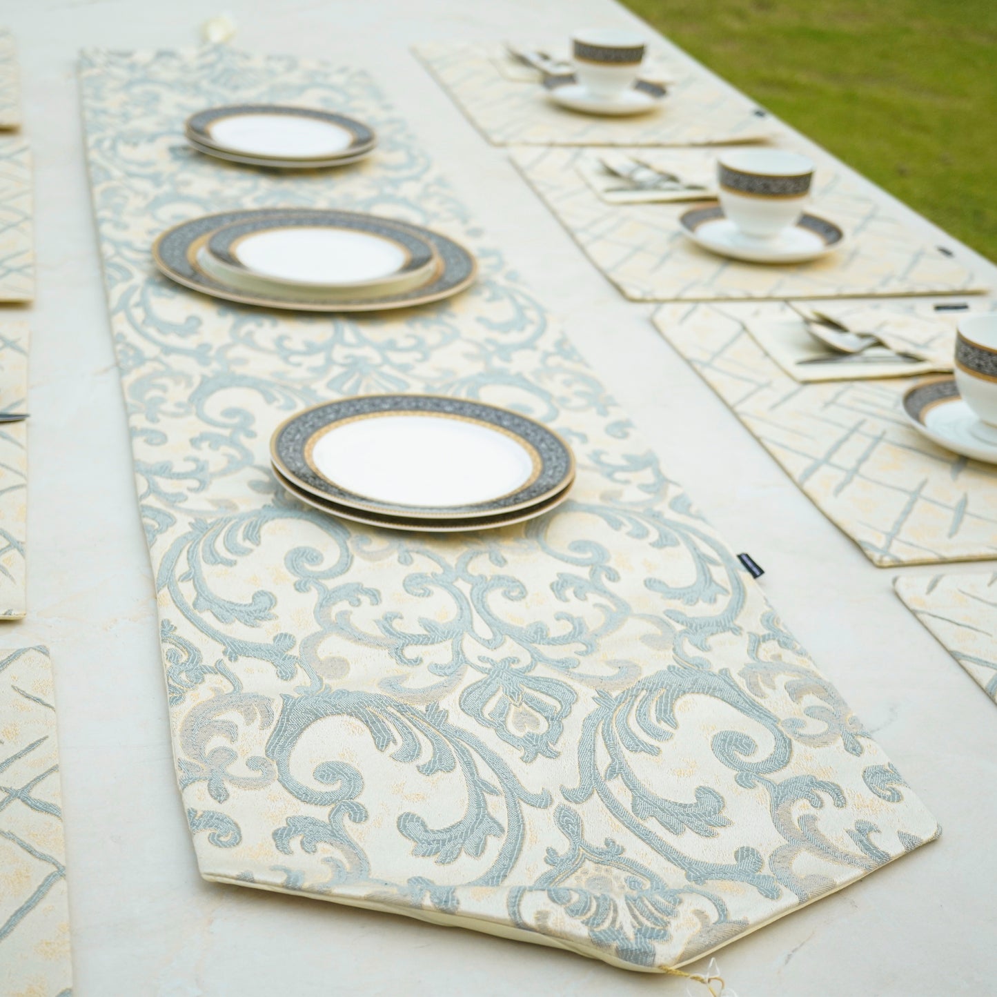 Imperial Brocade Grey Mist Table Set