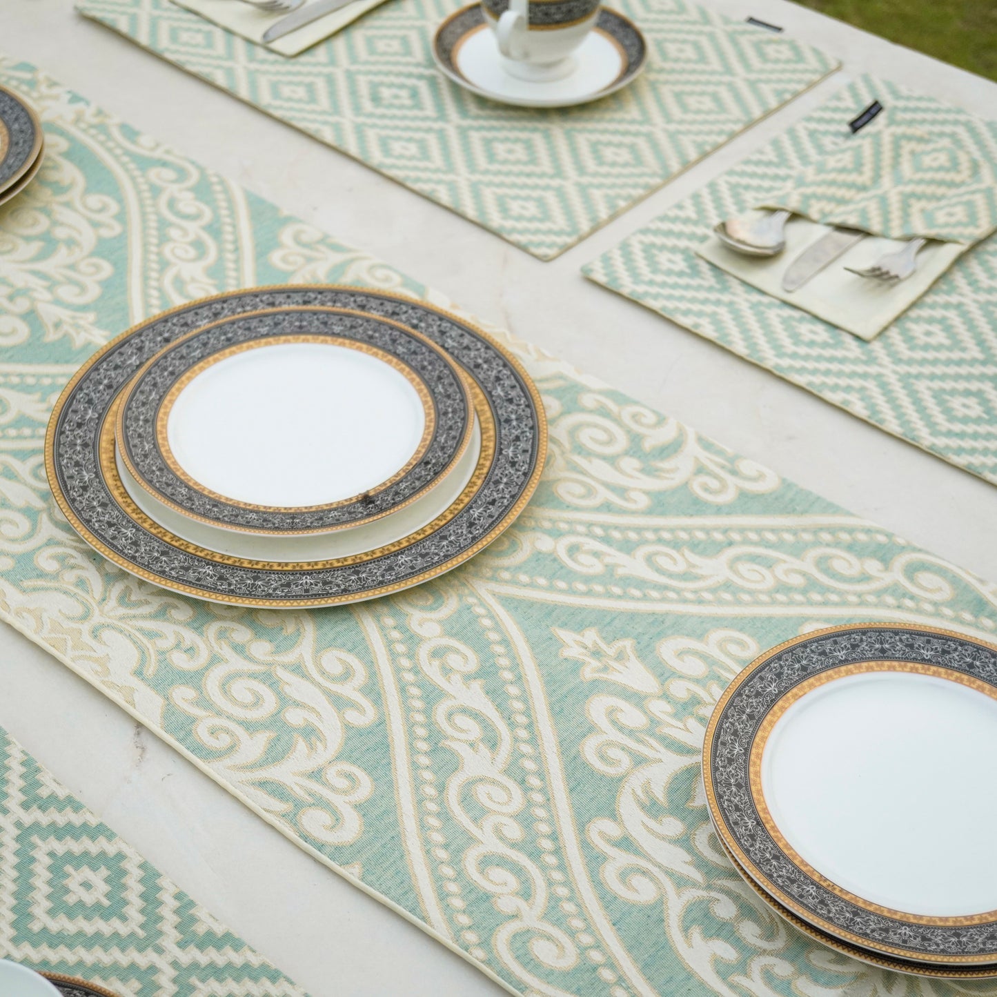 Tribal Luxe Mint Green Table Set