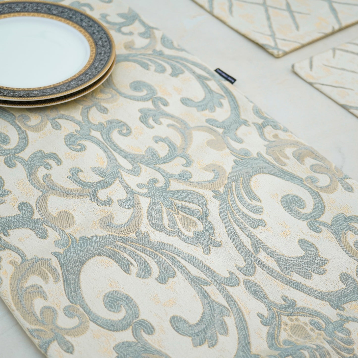 Imperial Brocade Grey Mist Table Set