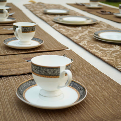 Marble Weave Burnt Caramel Table Set