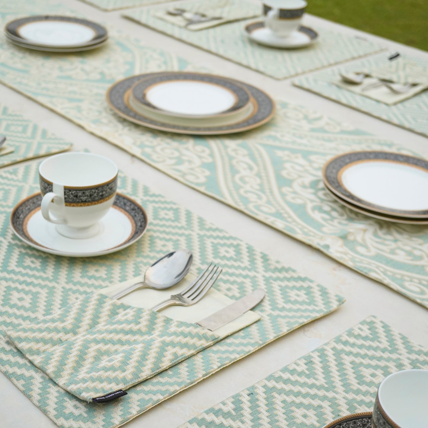 Tribal Luxe Mint Green Table Set