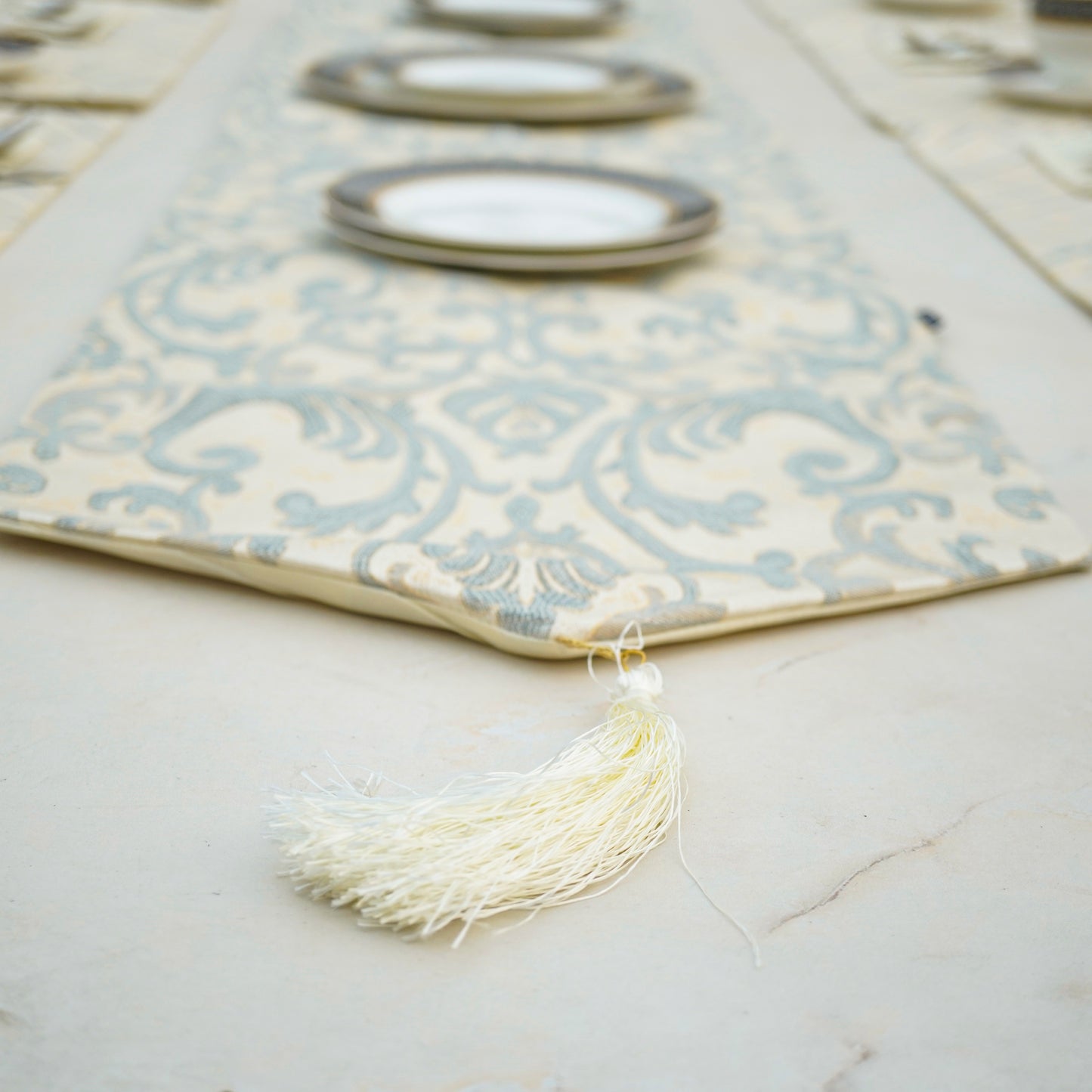 Imperial Brocade Grey Mist Table Set