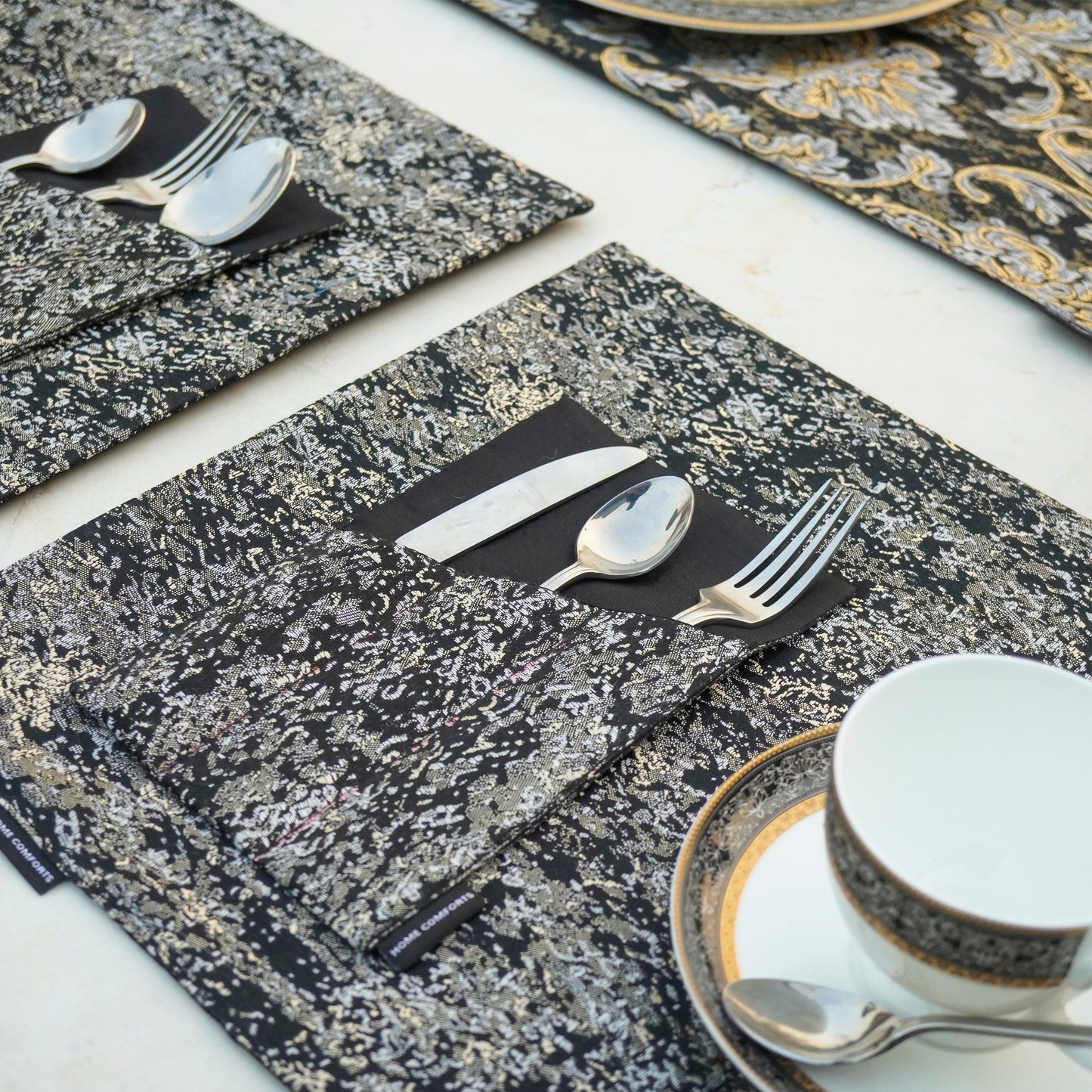 Majestic Tapestry Noir Black Table Set